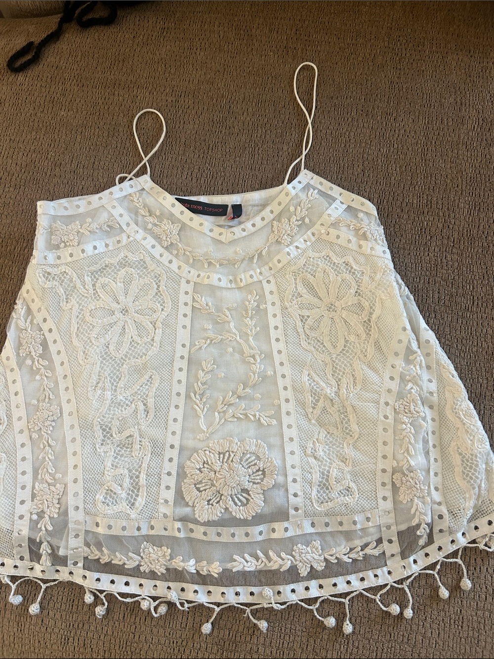 Topshop Ivory Floral Embroidered Lace Camisole